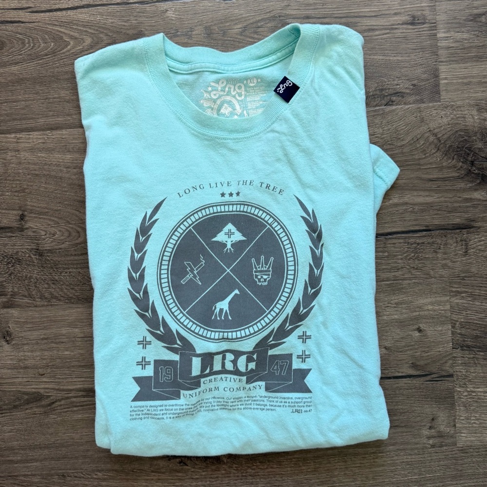 LRG Light Blue Turquoise Short Sleeve T Shirt XL Men Vintage Y2K - Picture 10 of 10